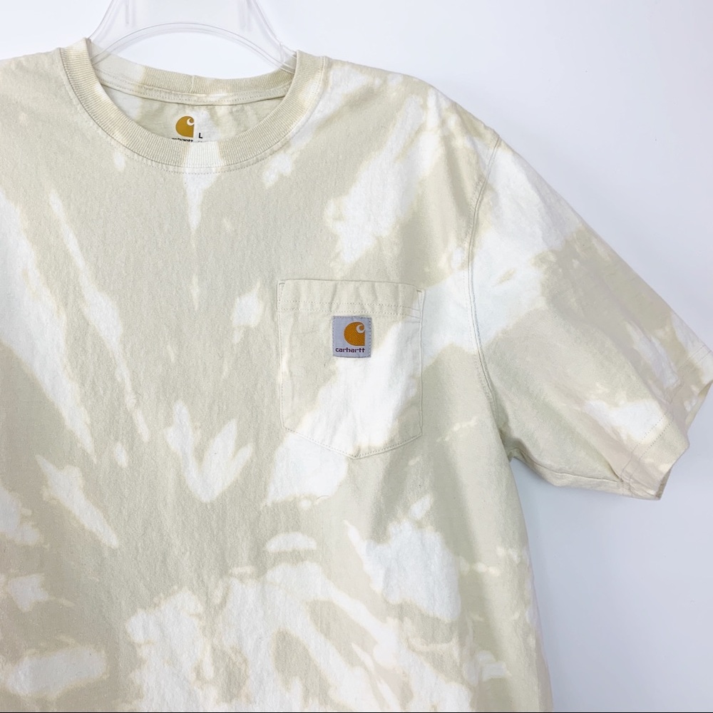 Carhartt Beige Custom Bleach Dye Tee Shirt Large - Picture 1 of 6